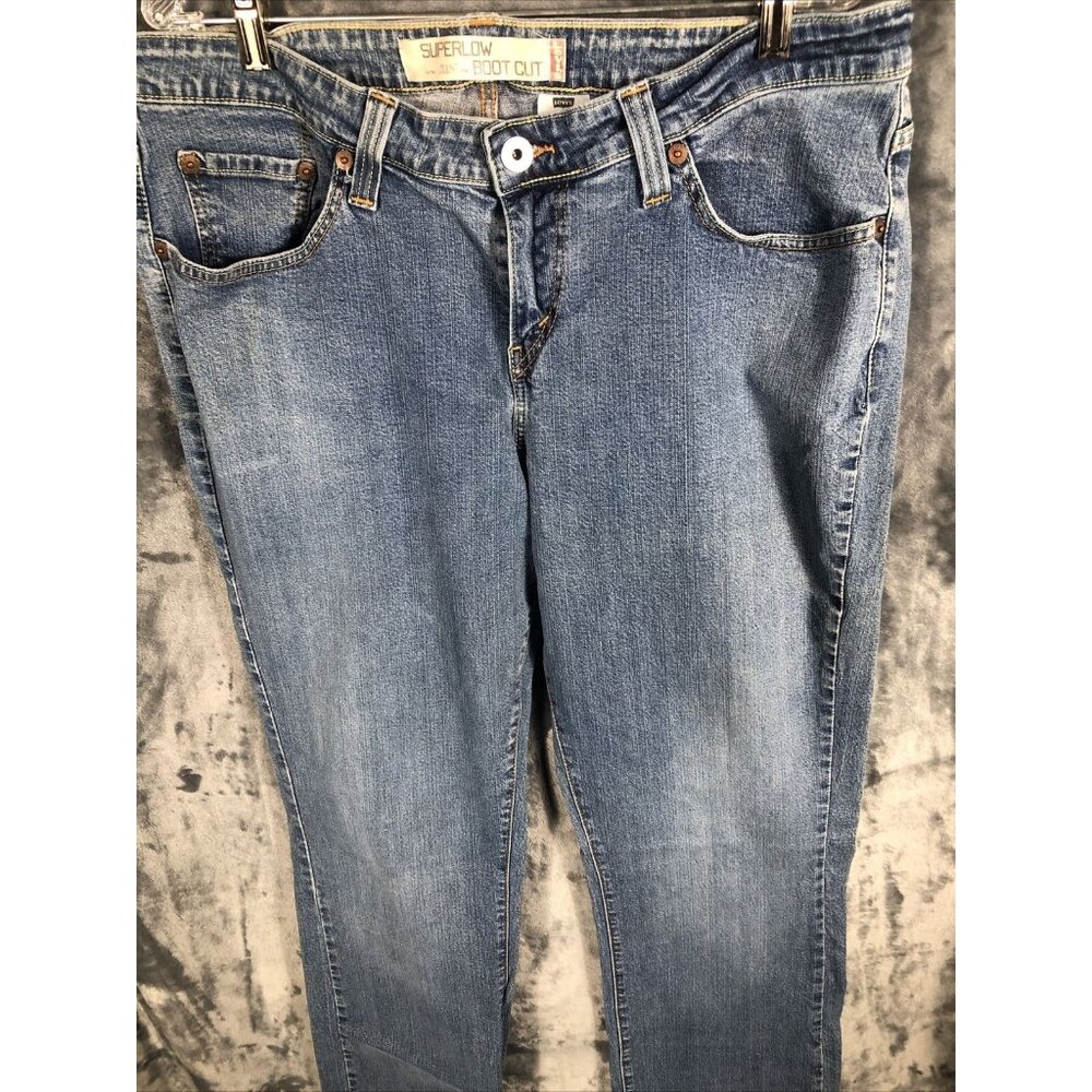 Levi's 518 Super Low JR Size 19 Denim Blue Jeans Cotton Blend Boot Cut - Picture 6 of 15